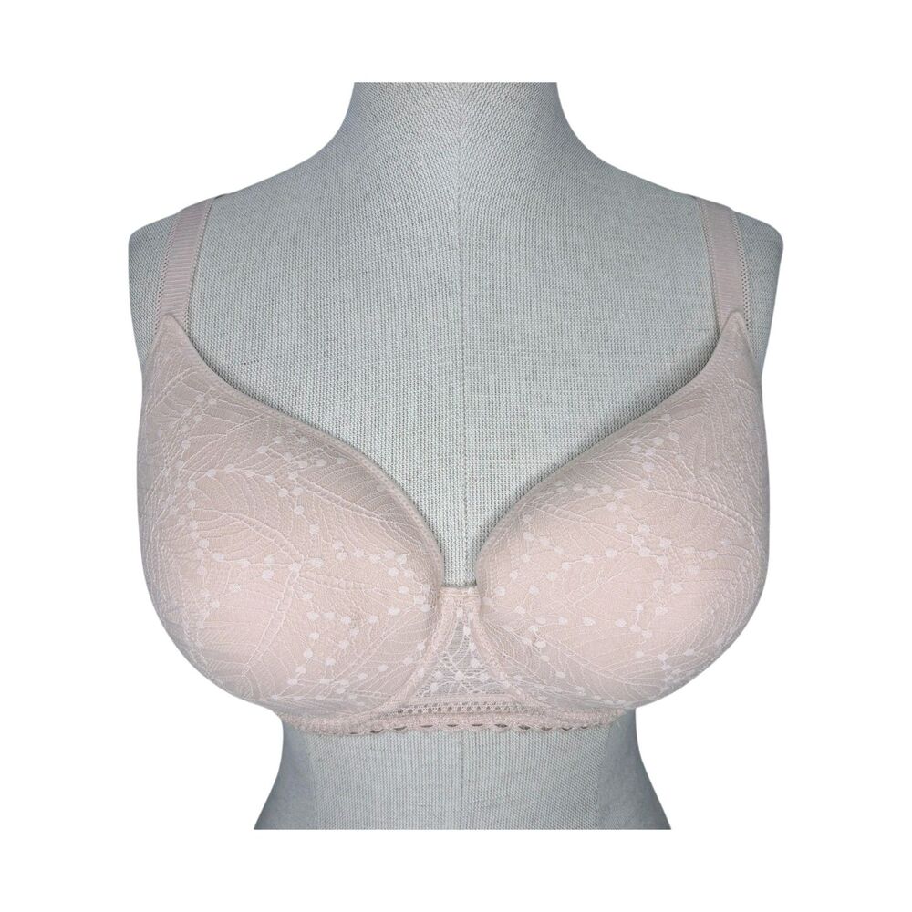 Simone Perele Comete 3D Plunge Bra sz 34F * Sable Rose Underwire Lace Band